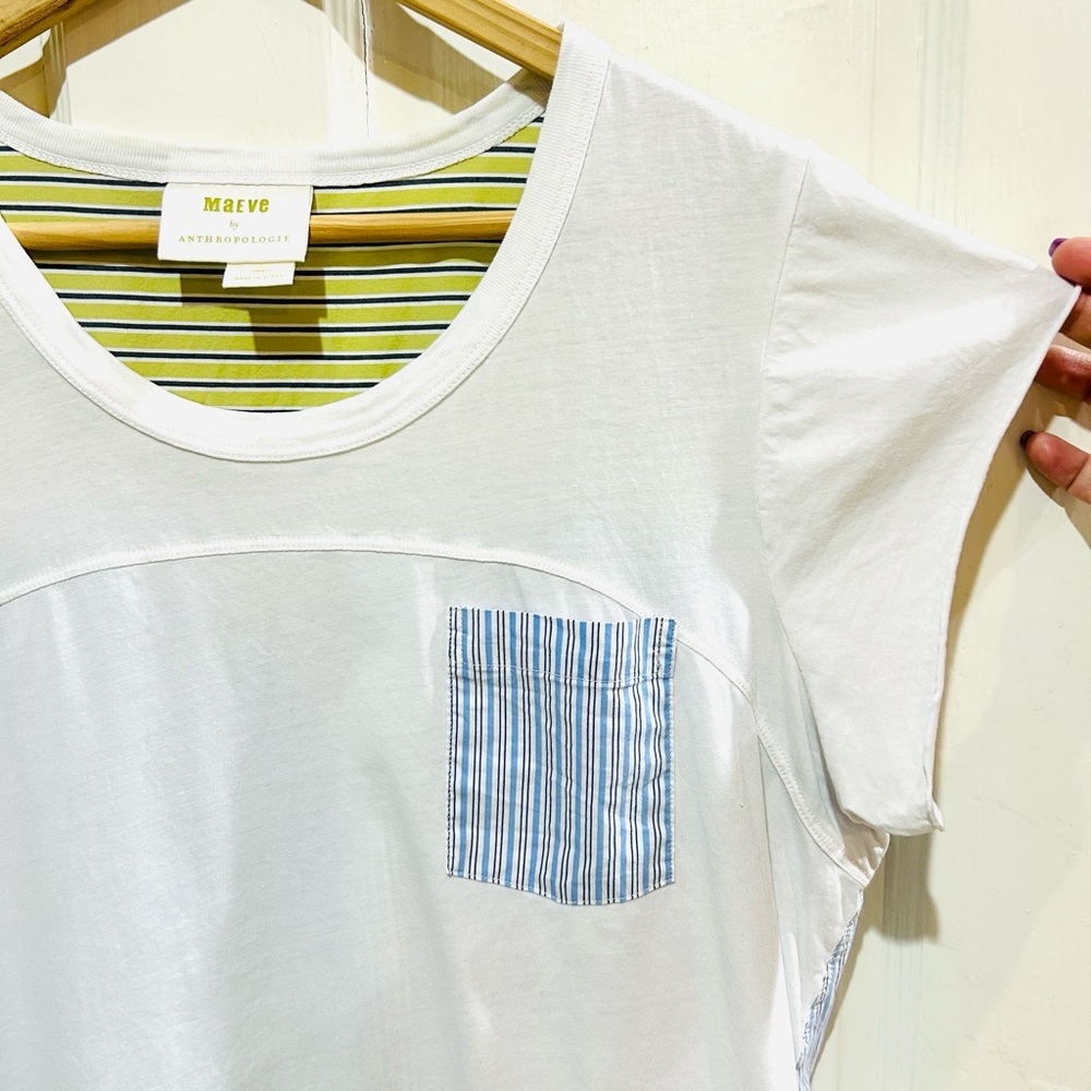 MAEVE Anthropologie Darcy Tunic Tee Striped Coastal Preppy Relaxed Size S - Picture 5 of 10